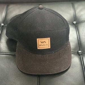 RVCA black 5 panel snapback hat